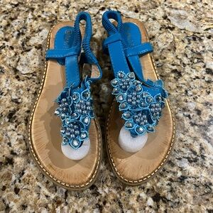 New - Blue Beaded Sandals